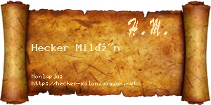 Hecker Milán névjegykártya